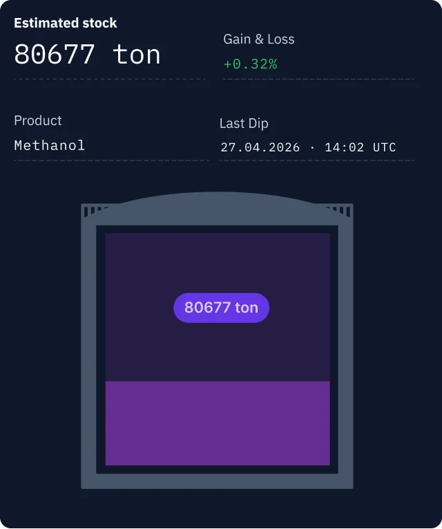 Tankbase tank overview card with estimated stock and tank level